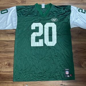 New York Jets Football Jersey Green White NFL Thomas Jones Reebok Mens Size XL